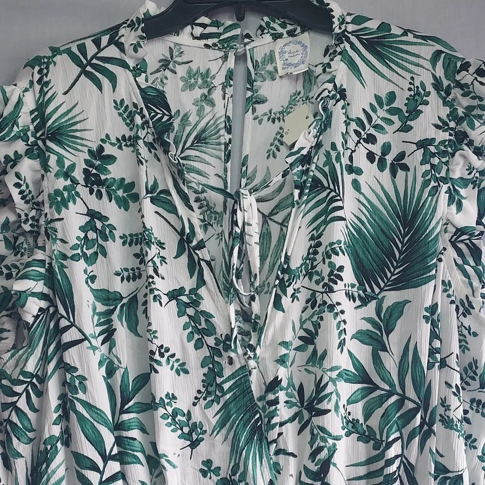 NWT Blue Rain green floral‎ romper size 2X